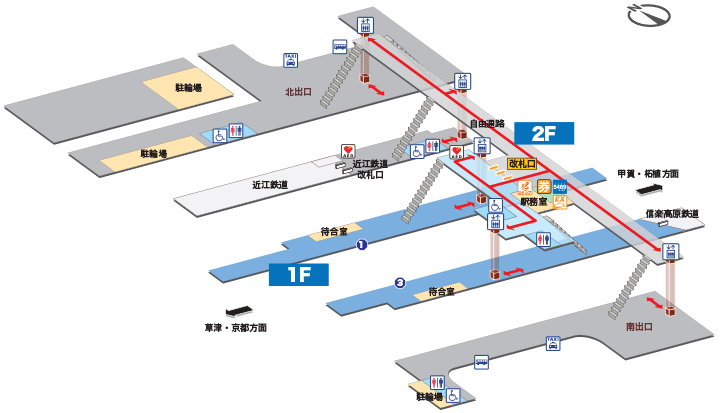 ＪＲ草津線ＪＲ貴生川駅構内図